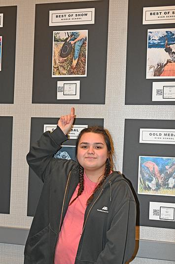 Cy-Fair High School freshman Megan Lewis won Best of Show for her artwork titled “Hay There” in the rodeo art contest.